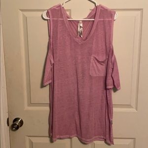 Seven7 burnout cold shoulder top